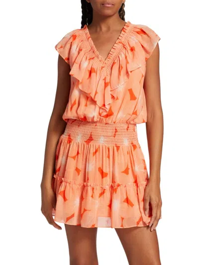 Ramy Brook Women's Danica Floral Mini Dress In Orange