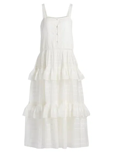 Ramy Brook Daria Embroidered Voile Midi Dress In White