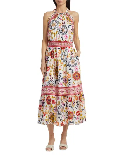Ramy Brook Women's Delia Floral Cotton-blend Halterneck Midi-dress In Multi