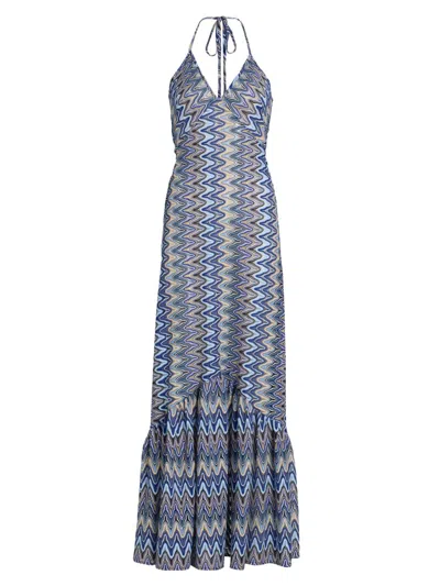 Ramy Brook Women's Delilah Chevron Halterneck Maxi Dress In Multi
