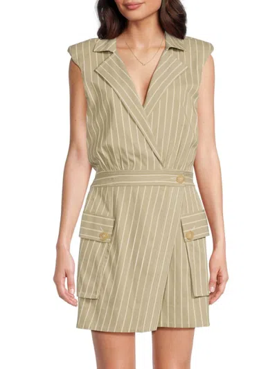 Ramy Brook Women's Dianna Pinstriped Sleeveless Wrap-front Minidress In Green