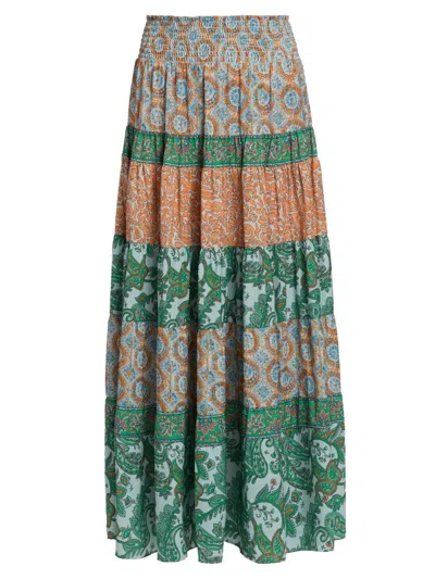 RAMY BROOK WOMEN'S DOROTHA PAISLEY TIERED MAXI SKIRT