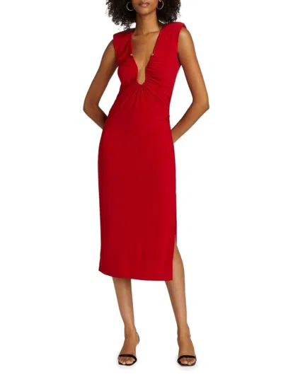 Ramy Brook Women's Elena Ruched Jersey Midi-dress In Red