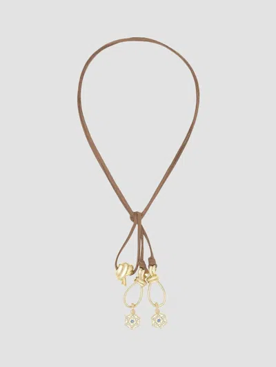 Ramy Brook Women's Elle Goldtone, Suede & Cubic Zirconia Pendant Necklace In Brown