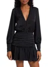 Ramy Brook Women's Faith Satin Ruched Mini Dress In Black