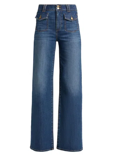Ramy Brook Women's Fay Stretch-cotton High-rise Wide-leg Jeans In Blue