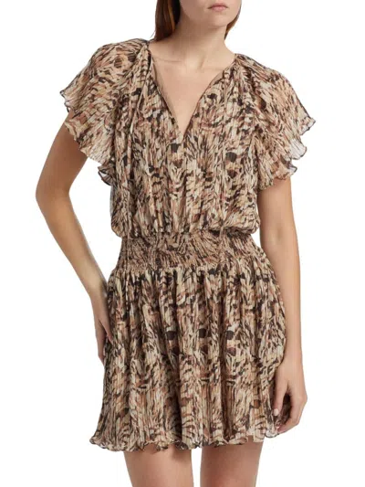 Ramy Brook Women's Felicia Crinkled Minidress In Brown