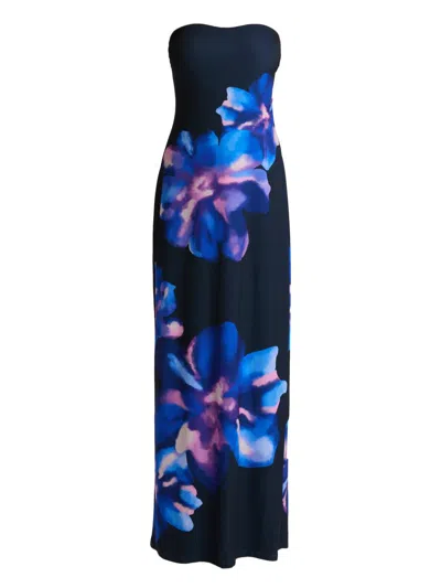 Ramy Brook Nora Floral Strapless Maxi Dress In Blue