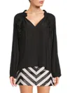 Ramy Brook Women's Floral Split Neck Top In Black