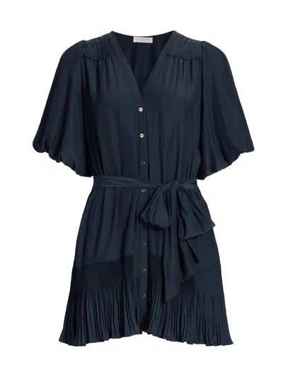 Ramy Brook Women's Florencia Tie-waist V-neck Minidress In Blue