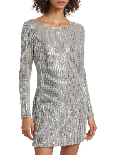 Ramy Brook Women's Forrest Sequined Mesh A-line Minidress In Silver