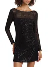 Ramy Brook Forrest Sequin Long Sleeve Minidress In Black