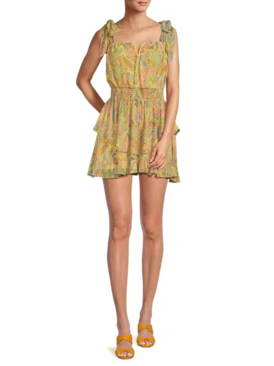 Ramy Brook Women's Frankie Ruffle Mini Dress In Yellow Multicolor