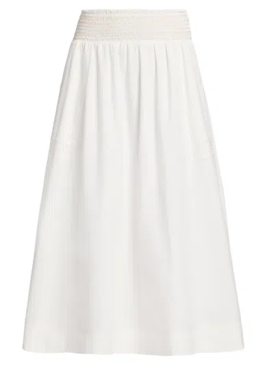 Ramy Brook Women's Galia Cotton-modal A-line Midi-skirt In White