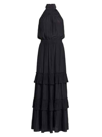 Ramy Brook Women's Genevive Tiered Halter Maxi Dress In Black