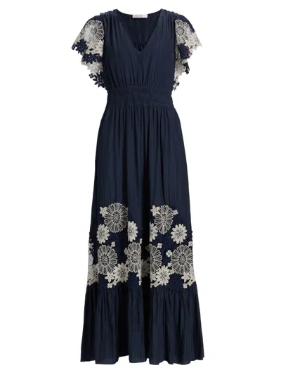Ramy Brook Georgie Crochet Lace Midi-dress In Blue