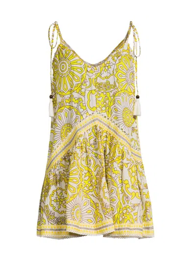Ramy Brook Women's Gigi Printed Cotton Mini Cover-up Dress In Yellow