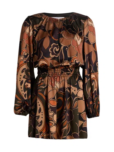 Ramy Brook Women's Gloria Floral Silk Minidress In Brown