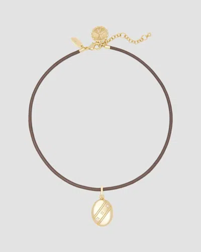 Ramy Brook Women's Goldtone, Cubic Zirconia & Leather Cord Collar Necklace In Brown