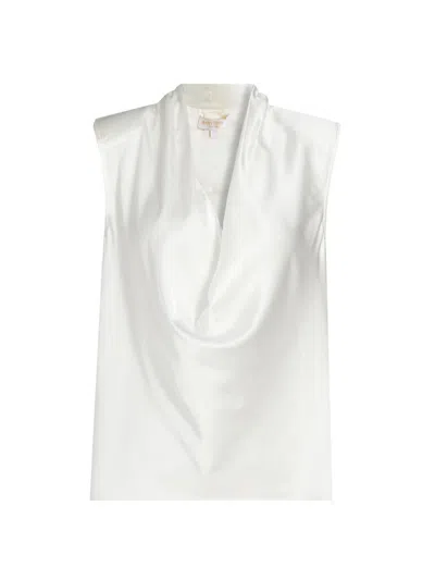 Ramy Brook Women's Gregory Stretch-silk Cowlneck Sleeveless Top In White