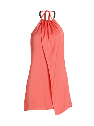 Ramy Brook Halo High Neck Mini Dress In Orange