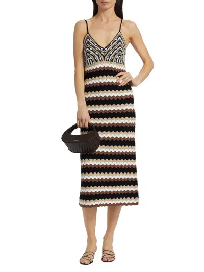 Ramy Brook Women's Harlow Striped Cotton Knit Midi-dress In Black
