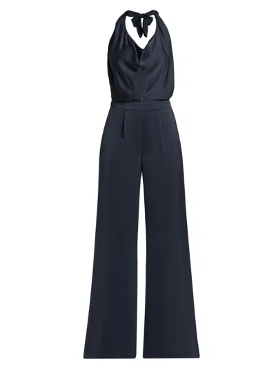 Ramy Brook Women's Harriet Satin Halter Jumpsuit In Blue