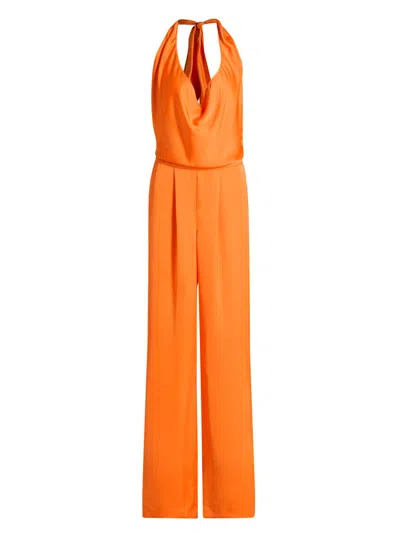 Ramy Brook Women's Harriet Satin Halter Jumpsuit In Orange