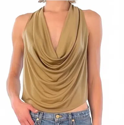 Ramy Brook Women's Harriet Sleeveless Draped Silk Halter Top In Bronze In Gold