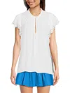 Ramy Brook Hermine Ruffle Trim Top In Ivory
