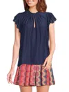 Ramy Brook Women's Hermine Short Sleeve Blouse In Navy