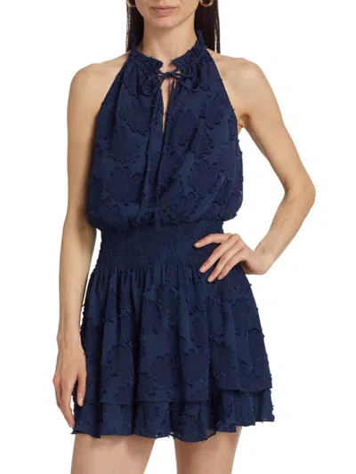 Ramy Brook Women's Hester Floral Smocked Halter Minidress In Blue