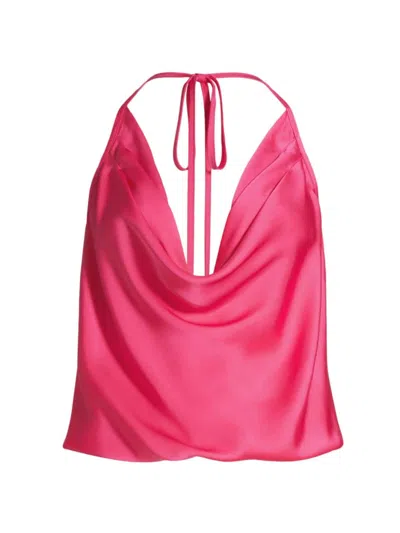 Ramy Brook Hettie Cowl Neck Halter Top In Pink Punch