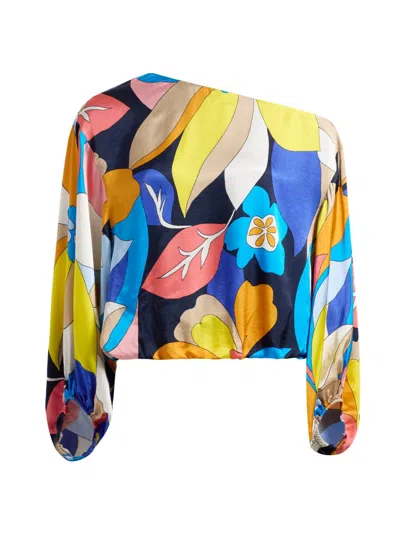 Ramy Brook Women's Hibiscus Marley Satin One-shoulder Blouse In Multi