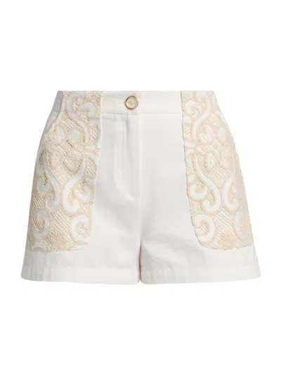 Ramy Brook Women's Hilary Embroidered Denim Shorts In White