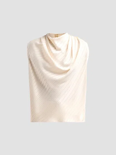 Ramy Brook Holly Mock Neck Striped Top In Neutral