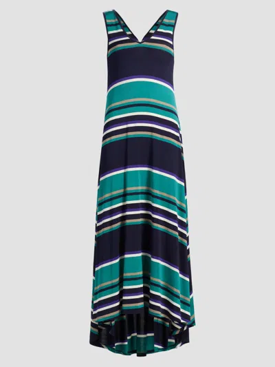 Ramy Brook Holly Stripe Sleeveless High-low Dress In Blue