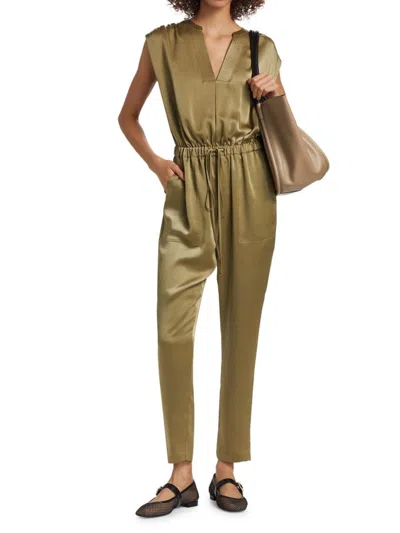 Ramy Brook Women's Hudson Satin Jumpsuit In Green