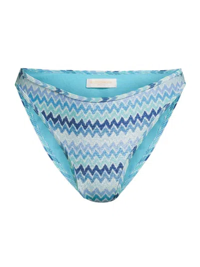 Ramy Brook Women's Isla Chevron Bikini Bottom In Blue