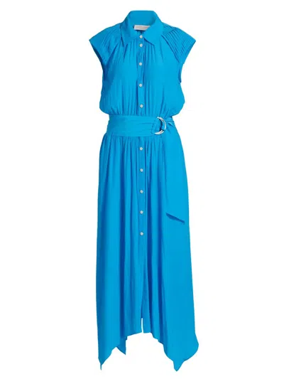 Ramy Brook Women's Ivy Belted Sleeveless Shirtdress In Blue