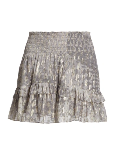 Ramy Brook Women's Jane Printed Metallic Silk Miniskirt In Light Slate Lurex Kaleidoscope