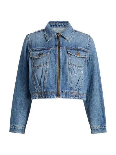 Ramy Brook Jannah Crop Nonstretch Denim Jacket In Blue