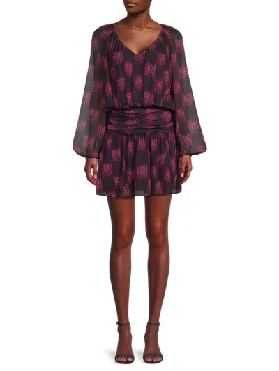 Ramy Brook Women's Jaylah Abstract Blouson Mini Dress In Boysenberry