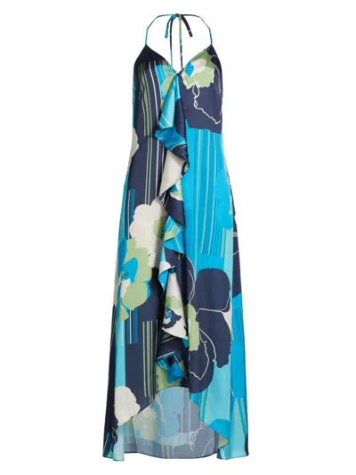 Ramy Brook Women's Jeanette Floral Ruffled Midi-dress In Spring Navy Amore