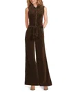 Ramy Brook Women's Jemma Zip-front Stretch-cotton Velvet Wide-leg Jumpsuit In Brown