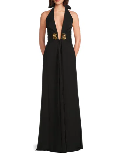 Ramy Brook Women's Jenie Pleated Floor-length Gown In Black