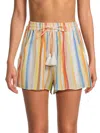 Ramy Brook Women's Jimmie Striped Drawstring Shorts In White Multi