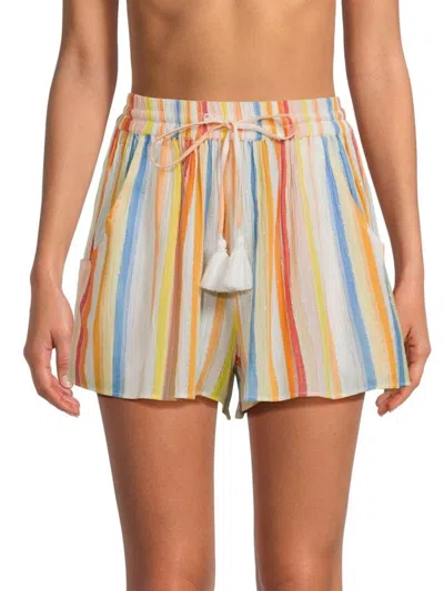 Ramy Brook Women's Jimmie Striped Drawstring Shorts In White Multi