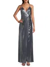 Ramy Brook Women's Kade Metallic Draped Gown In Blue
