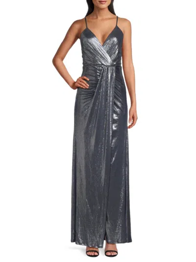 Ramy Brook Women's Kade Metallic Draped Gown In Blue